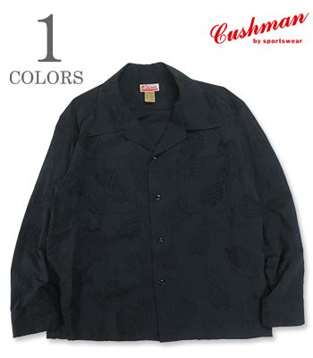 CUSHMAN クッシュマン 長袖|ジャガード|公公然たる色つやプルオーバー|Wide『C/L PINEAPPLE JACQUARD OPEN COLLAR SHIRT』【アメカジ・細工物】25616