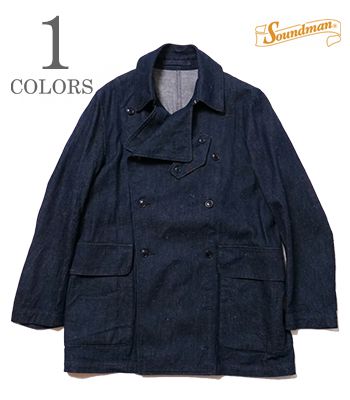Soundman 音声マン 綿麻ネップジーンズ|British Army|ダブル乳ぶさ|細工物厚地の外套『Hardman Work Coat』【アメカジ・細工物】973M-403X