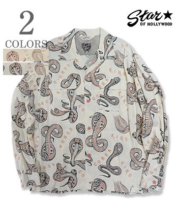 STAR OF HOLLYWOOD by VINCE RAY スターオブハリウッド 長袖|レーヨン|オープンカラーシャツ|'25Model『KING COBRA L/S OPEN SHIRT』【洋柄・アロハ】SH29487