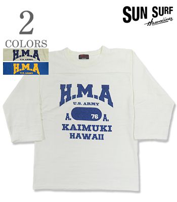 SUN SURF サンサーフ 七分袖|丸胴|スラブヤーン|フットボールTシャツ『SLUB YARN FOOTBALL T-SHIRT H.M.A』【アメカジ・ミリタリー】SS69656