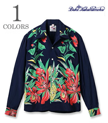 DUKE KAHANAMOKU SUN SURF サンサーフ LONG SLEEVE RAYON ALOHA SHIRT \u002726MODEL|特別～版『ORCHID AND PINEAPPLE』【アロハ・洋柄】DK29637
