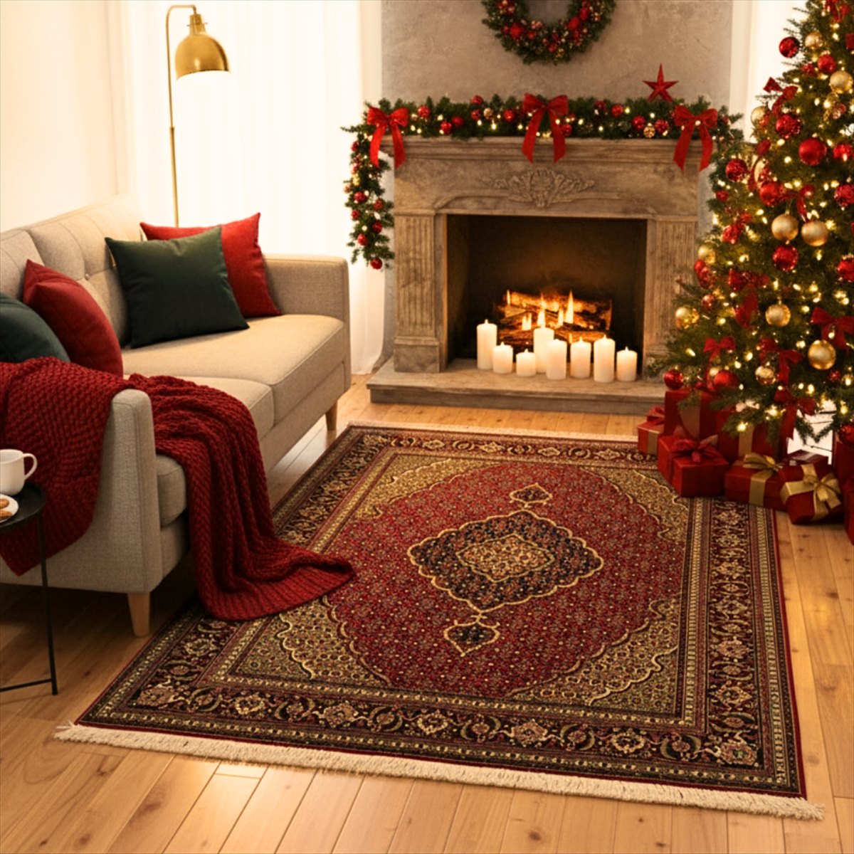 楽天市場】ペルシャ絨毯 【本物イラン産】 タブリーズ産 レッド マヒ柄