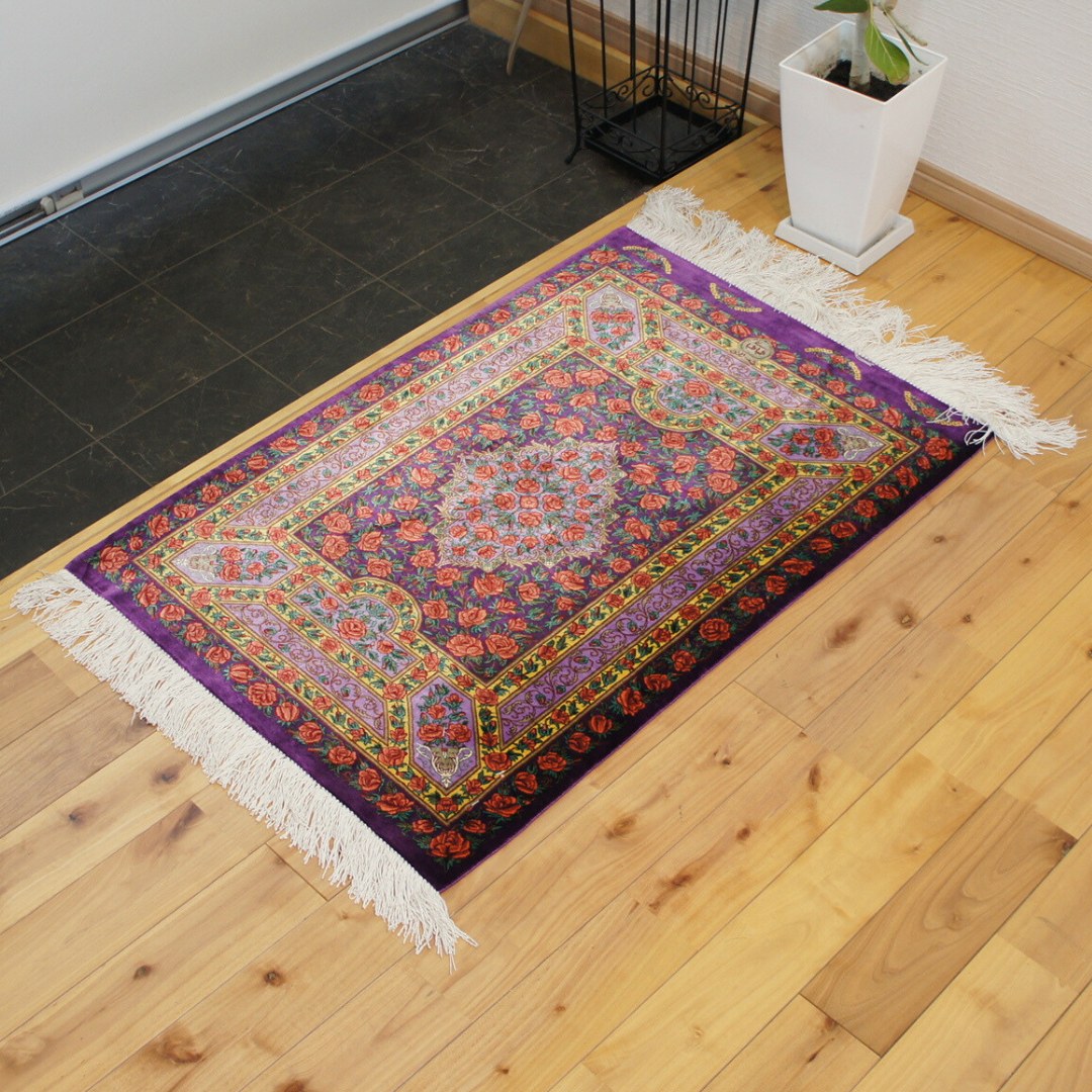 新品 イラン産 ペルシャ絨毯 ダークブルー 花柄 匿名配送 楽天市場】ペルシャ絨毯 【本物イラン産】 クム シルク