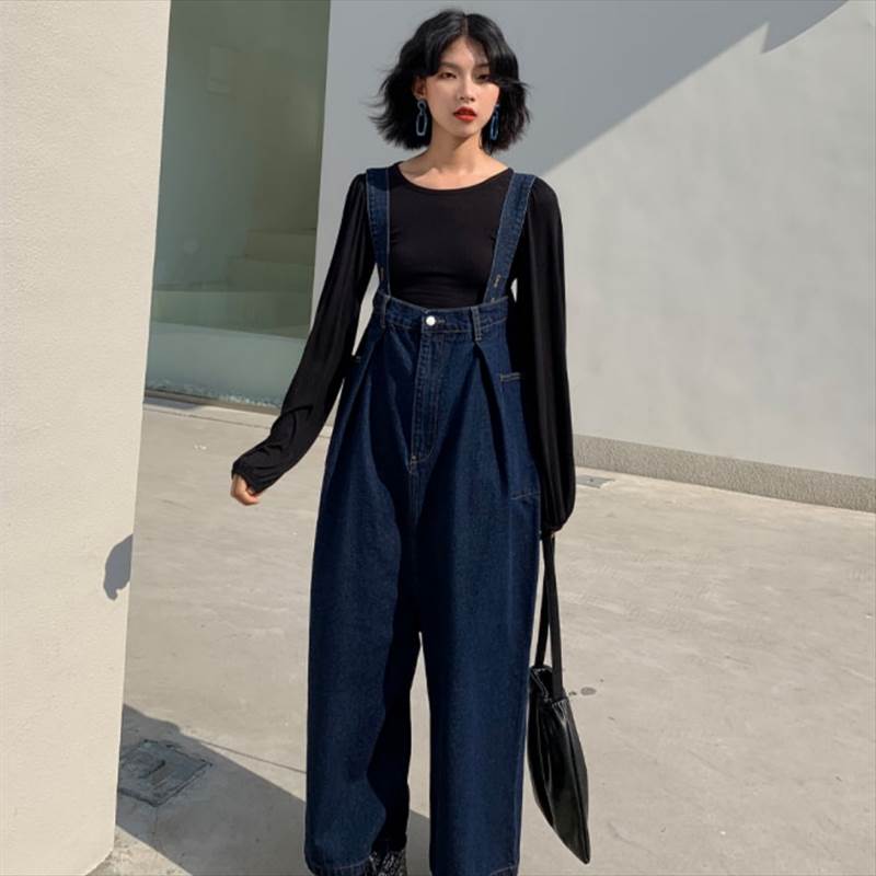 オーバーオール ズボン デニム ジーンズ レディース ワイドレッグパンツ ワイド ハイウエスト ルーズ かわいい 大人可愛い きれいめ シンプル カジュアル 大人 上品 おしゃれ お洒落 かっこいい こなれ感 ラフ メンズライク マニッシュ ボー 韓国 オルチャン｜ORIENTAL WIND