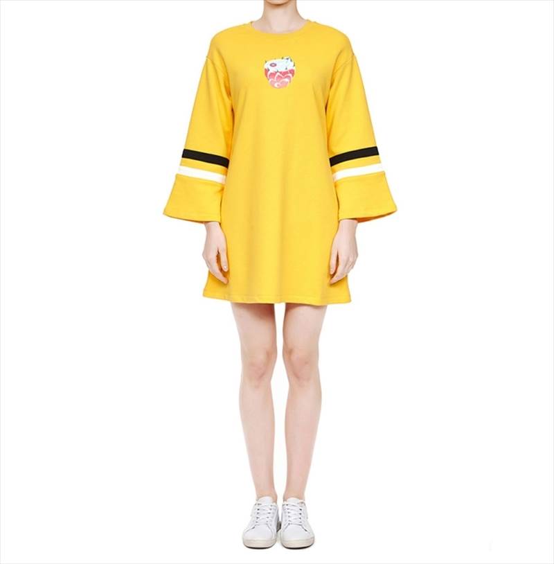 フルーツ柄 ボーダー柄 七分袖 ビッグT トップス Tシャツ カットソー プルオーバー Tシャツワンピース ミディアム丈 袖あり 7分袖 ドロップショルダー ラウンドネック 襟なし 綿 かわいい カジュアル おしゃれ こなれ感 ルーズ 個性的 存在感 韓国 オルチャン 送料無料|ORIENTAL WIND
