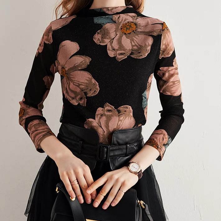 Tシャツ ブラウス トップス カットソー タートルネック ハイネック 長袖 レディース かわいい 大人可愛い きれいめ 上品 こなれ感 シンプル カジュアル 主役級 存在感 個性的 韓国 オルチャン デート お出かけ Tシャツ プルオーバー ミディアム丈 スリム ロンT|ORIENTAL WIND