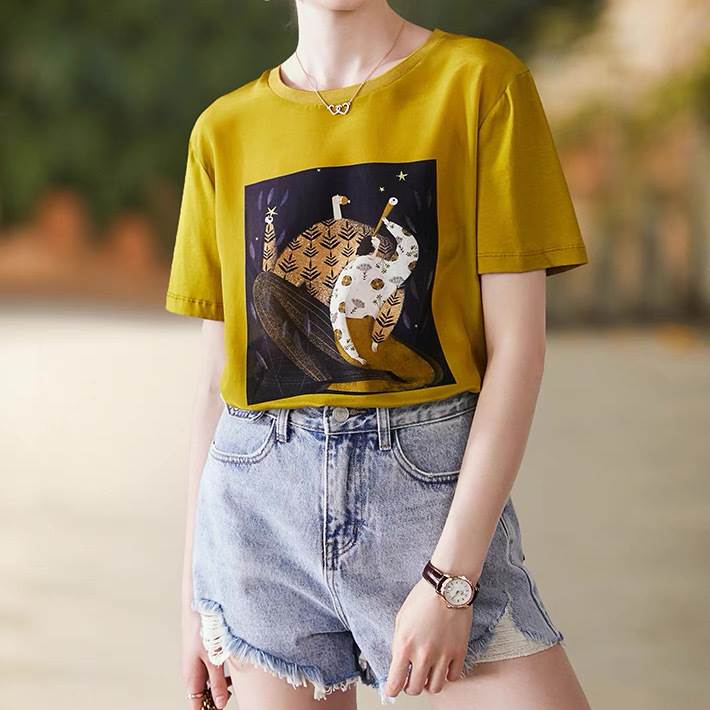 Tシャツ カットソー ブラウス トップス 半袖 ラウンドネック スリムフィット 爽やか レディース かわいい 大人可愛い きれいめ こなれ感 シンプル カジュアル 主役級 存在感 個性的 韓国 オルチャン デート お出かけ Tシャツ プルオーバー ストレート ミディアム丈｜ORIENTAL WIND