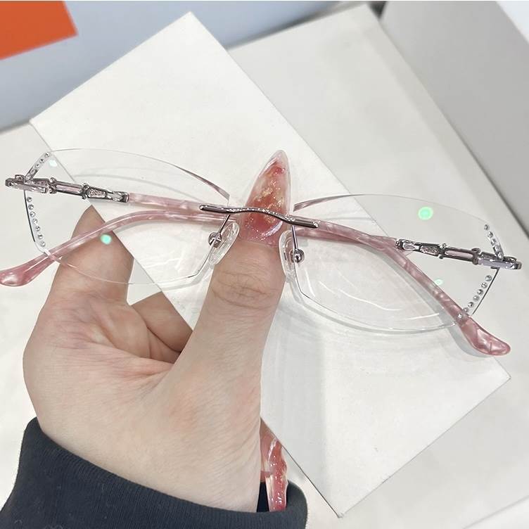 フレームレスメガネ 小物 サングラス 色眼鏡 アクセント レディース かわいい 大人可愛い きれいめ 上品 こなれ感 シンプル カジュアル 主役級 存在感 個性的 韓国 オルチャン デート お出かけ フレームレスメガネ ラインストーン ブルーライト モテ インスタ映え