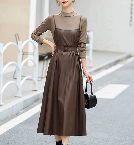レディース ジャケット ワンピース カットソー ロングスカート 膝下 ノースリーブ 長袖 フレア スリム Aライン タックプリーツ ウエストマーク 2way コンサバ 薄手 PU ストレッチ 大人可愛い きれいめ シンプル 上品 送料無料 個性的 ワンピース ラフ 韓国 オルチャン|ORIENTAL WIND