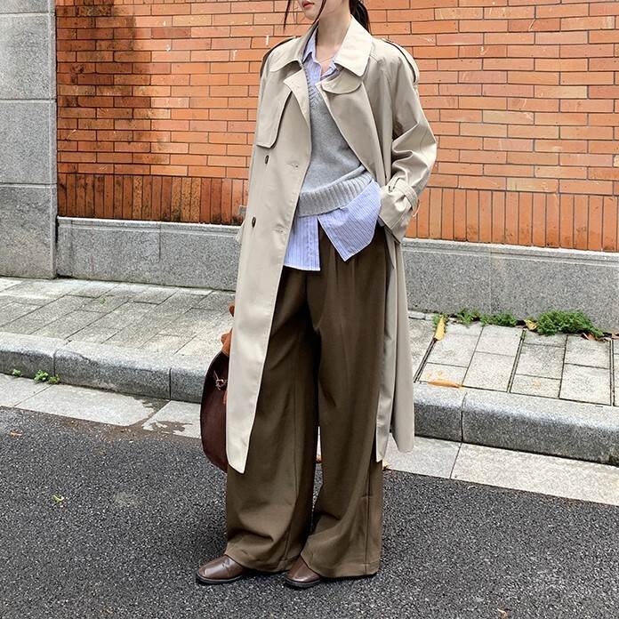 レディース コート アウター 上着 トレンチ ロング 長袖 スタンドカラー ストレート シングルブレスト ポケット ボタン かわいい 大人可愛い きれいめ シンプル カジュアル おしゃれ レトロ こなれ感 都会的 ベーシック 無地 送料無料 個性的 アウター 春 秋 韓国 オルチャン｜ORIENTAL WIND