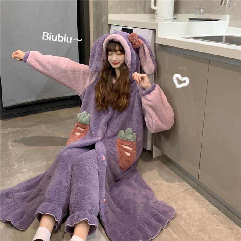 ばら売り ルームウェア パジャマ 着ぐるみ 上下セット 単品 ワンピース パンツ 2点セット 部屋着 寝巻き ナイトウェア ツーピース 2wey うさ耳 フード付き ウサギ リボン 人参 ふわふわ もこもこ モコモコ 長袖 袖あり 前開き 厚い ボア フロントボタン フリル ポケット