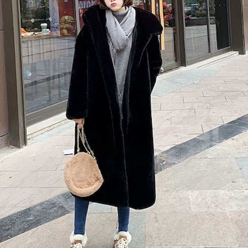 フェイクファー ロング コート アウター 上着 もこもこアウター ロングコート ロング丈 袖あり 長袖 もこもこ モコモコ ふわふわ フード付き ポケット 前開き かわいい 大人可愛い カジュアル おしゃれ お洒落 大人女子 秋 冬 10代 20代 レディース 通勤 学生 通学 コート・ジャケット-レディースファッション