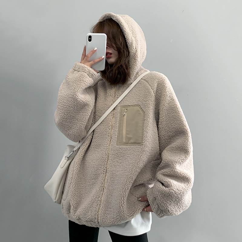 楽天市場】フード付き もこもこ ジップアップ ジャケット コート