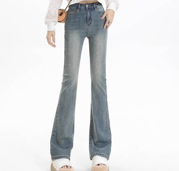 レディース パンツ ボトムス ジーンズ ストレートパンツ デニムパンツ 丈長 フルレングス ストレート ブーツカット ストリート ファスナー ポケット ハイウエスト ボタン ウォッシュ 大人可愛い きれいめ シンプル カジュアル おしゃれ