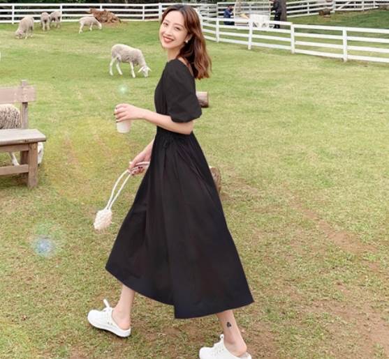 爽やか半袖ロングワンピース ワンピース ロング丈 袖あり 半袖 Aライン 綿 爽やか 大人スタイル かわいい 大人可愛い きれいめ シンプル 大人 上品 おしゃれ レトロ 大人女子 ラブリー キュート ガーリー 個性的 主役級 存在感 無地 春 夏 10代 20代 30代 40代 50代