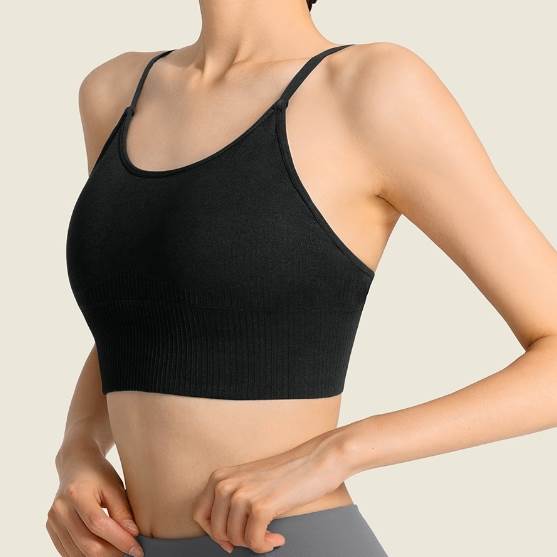 美背中 トップス ブラトップ ショート丈 ノースリーブ Uネック スリム ストレート 伸縮性 シンプル カジュアル かっこいい ラフ スポーティー 無地 オールシーズン 2021 20代 30代 40代 レディース 運動 ジム ヨガ アウトドア 定番 サイズ S M L XL 色展開 ブラック|ORIENTAL WIND