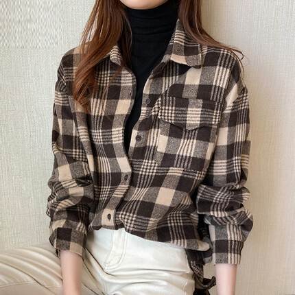 チェック柄シャツ トップス シャツ ブラウス 袖あり 長袖 襟付き 前開き かわいい 大人可愛い きれいめ シンプル カジュアル 大人 上品 おしゃれ お洒落 大人可愛い 大人女子 こなれ感 ボーイッシュ スポーティー 個性的 クール 主役級 存在感 柄 チェック柄 春 秋 10代｜ORIENTAL WIND