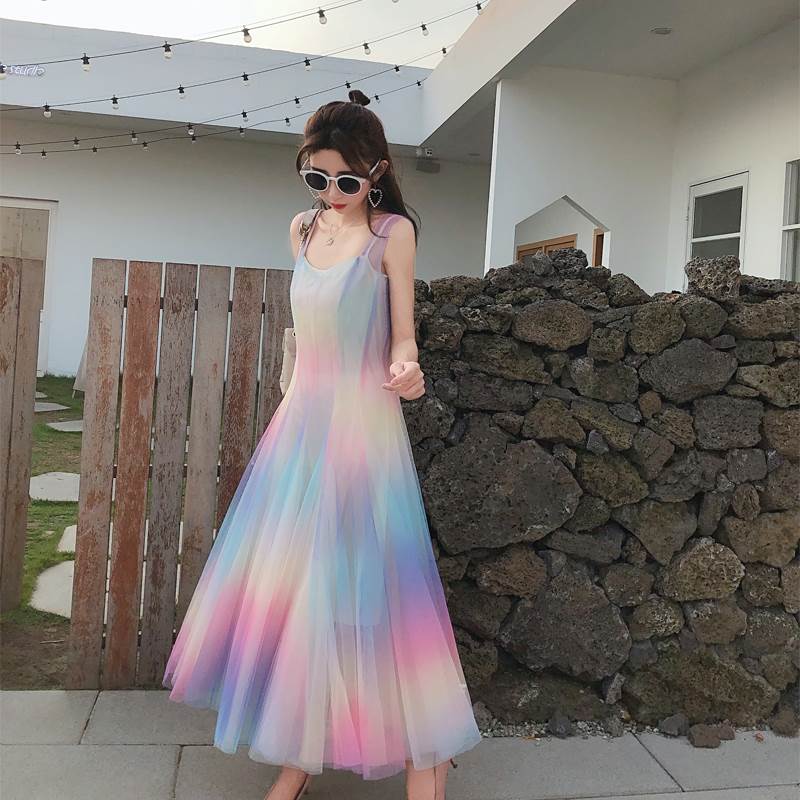 グラデーションキャミワンピース ワンピース フレアワンピース ワンピドレス ロング ロング丈 袖なし ノースリーブ Vネック フレア Aライン チュール シフォン 透け感 かわいい 大人可愛い きれいめ シンプル カジュアル 大人 上品 おしゃれ お洒落 大人可愛い 大人女子