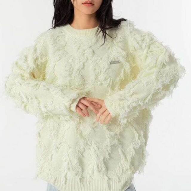 フリンジ オーバーサイズ ニット レディース かわいい 大人可愛い きれいめ 上品 おしゃれ かっこいい こなれ感 個性的 エレガント 都会的 ナチュラル オフィス ビジネス OL 通勤 学生 学校 デート お出かけ お泊まり
