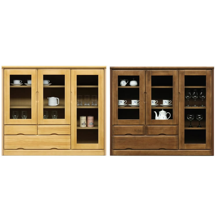 ＼開店記念！20％OFFクーポン配布／[7/22～25] サイドボード 幅120cm リビングボード ガラス扉 完成品 木製 選べる2色 パイン材 通販 送料無料｜オリエンテカーサ