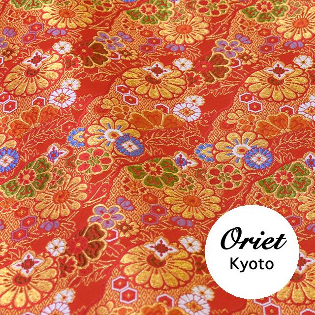 楽天市場 金襴生地 道長小花紋 赤 金襴 生地布orietkyoto楽天市場店