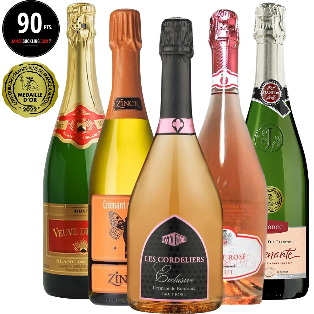 翌日配送 スパークリングワイン 5本 ワインセット 金賞 フランス スパークイリング ボルドー アルザス コート・デュ・ローヌ 辛口 ロゼ やや辛口4本 イタリア ロゼ スパークイリングワイン 1本 飲み比べ パーティー 忘年会 送料無料 ｜ワイン＆ギフト　オリジン・グルメ