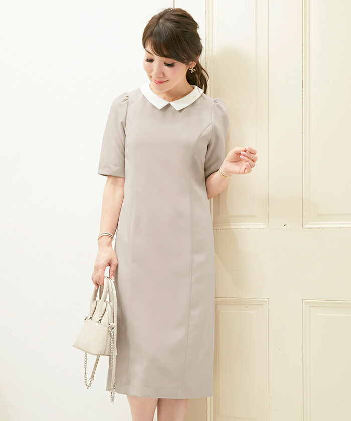 新しい到着 ワンピース 白襟付き 半袖 Liala Pg 全2色 Lpg312 0865 1 55 以上節約 Ihmc21 Com