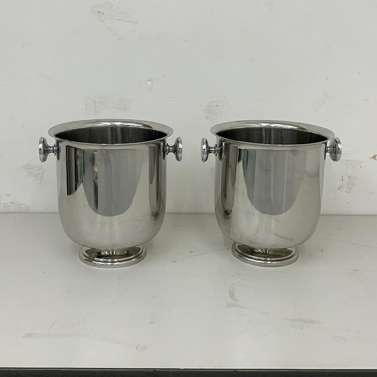 【中古】 A08396 アイスバケツ/ワインクーラー 2個組 Sambonet ［ELITE］ W260 x D230 ｘ H250 mm/1個当り　【業務用】【厨房用】
