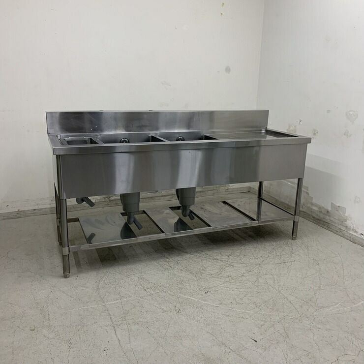 値下げ不可　10月末まで　ステンレス 2層　シンク流し台　飲食店　キッチン業務用 楽天市場】【中古】 A07387 2槽シンク 排水トラップなしタイプ
