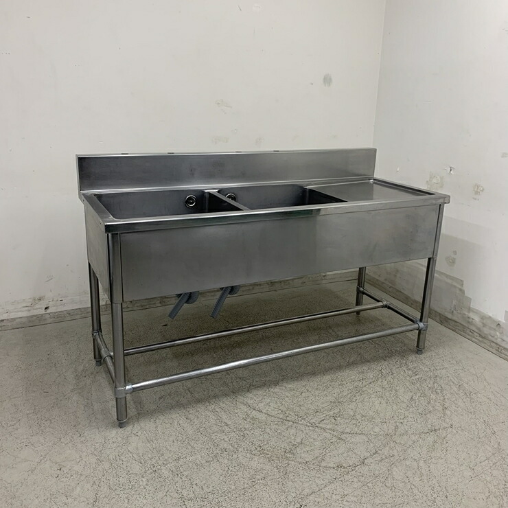 楽天市場】【中古】 A07387 2槽シンク 排水トラップなしタイプ