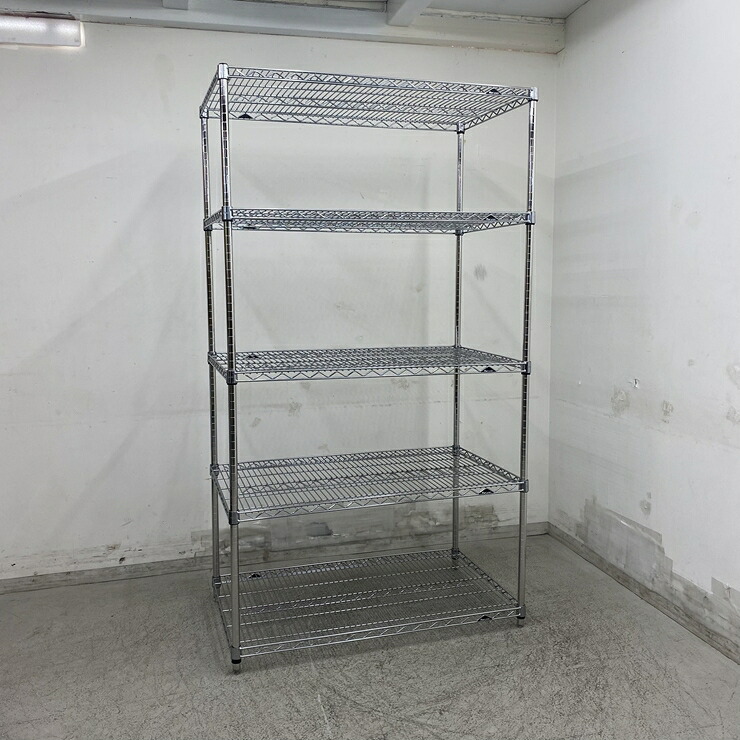 【中古】 A08930 ワイヤーシェルフ 5段 マルゼン   W1070 x D610 ｘ H1900 粍 【お役目用】【勝手もと用】【車上乗り合い船又は取り引き所打ちきり】