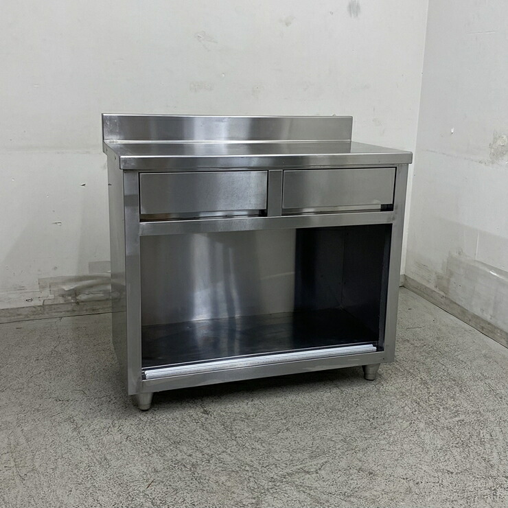 【中古】 A09183 作業台 引出し・バックガード付 ステンレス 作業テーブル W900 x D450 x H800(+90) mm 【業務用】【厨房用】【車上渡し又は営業所止め】|オリマックスキッチンプロショップ
