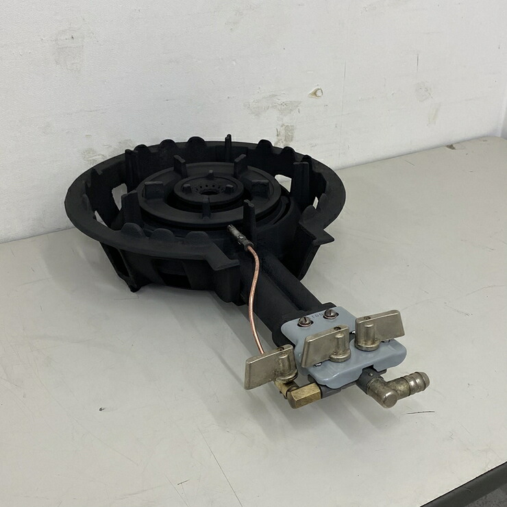 【中古】 A09314 2重コンロ 下枠付き 種火あり 都市ガス用 鋳物コンロ W340 x D540 ｘ H130 mm　【業務用】【厨房用】【保証有】