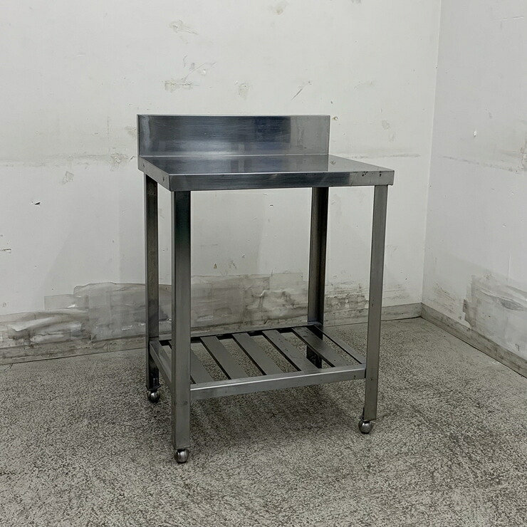 【中古】 A09595 作業台 バックガード付 ステンレス 作業テーブル W600 x D450 ｘ H750(+120) mm　【業務用】【厨房用】【家財おまかせ便】｜オリマックスキッチンプロショップ