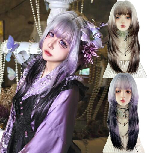 百合子ウィッグ 55cm 前髪カットあり グラデーションウィッグ 3Dウィッグ 未カット 55㎝ ピンクミルクティー 百合子ウィッグレミー人