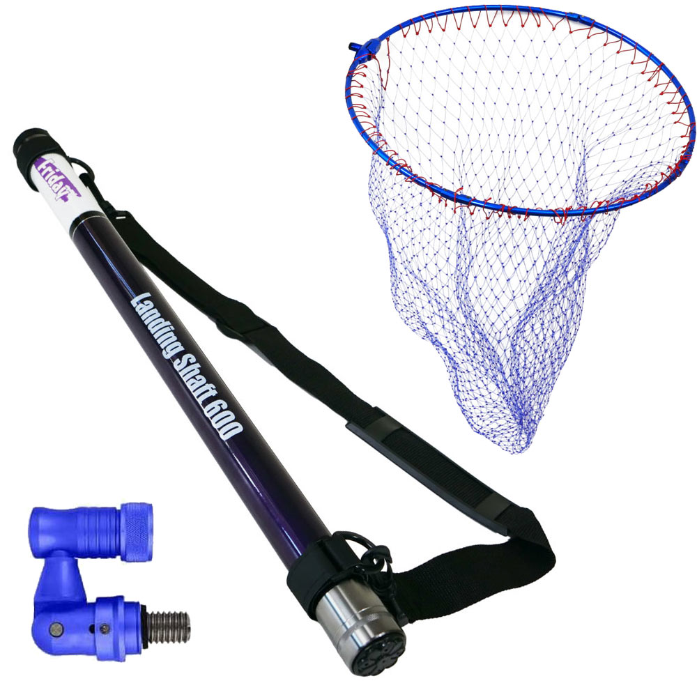 フライデー ランディングシャフト 6m & 折りたたみネット45cm ブルー & タモジョイント 3点セット (landingset-215)|折りたたみネット 玉網 タモ網 玉の柄 エギング シーバス チヌ グレ アオリイカ 磯玉 ランディングシャフト タモ 網|おり釣具 店