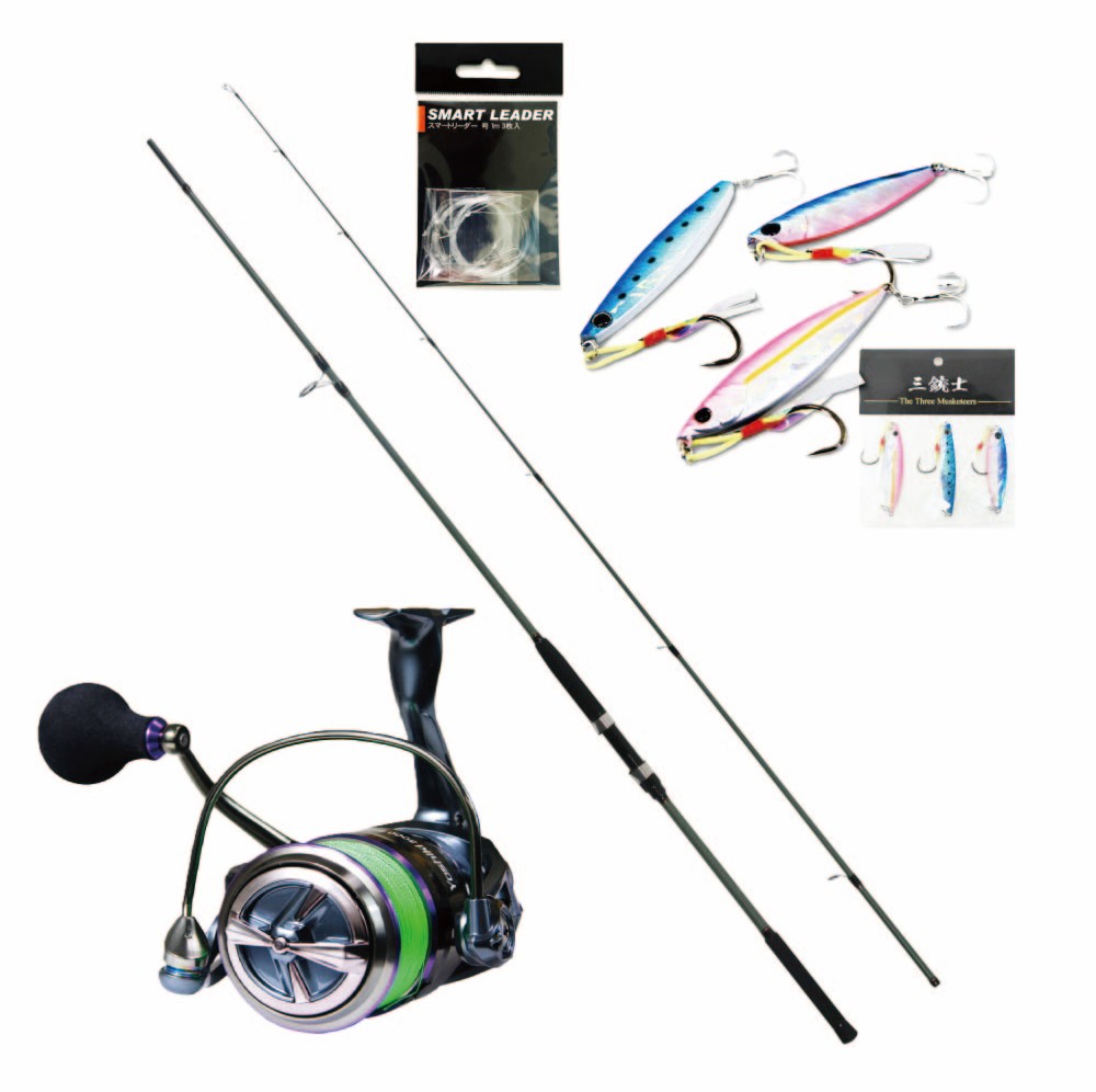 オーシャンバリュー ショアジギング充実セット オーシャンバリュー ショアジギング ＆ YOSHIKI XE5000 PE3号付 ＆ リーダー ＆ ジグ三銃士40g (oceanvalue-set019)｜おり釣具 ショアジギング シーバス ハマチ イナダ 青物 ライトゲーム タチウオ 根魚 ハタ サゴシ画像