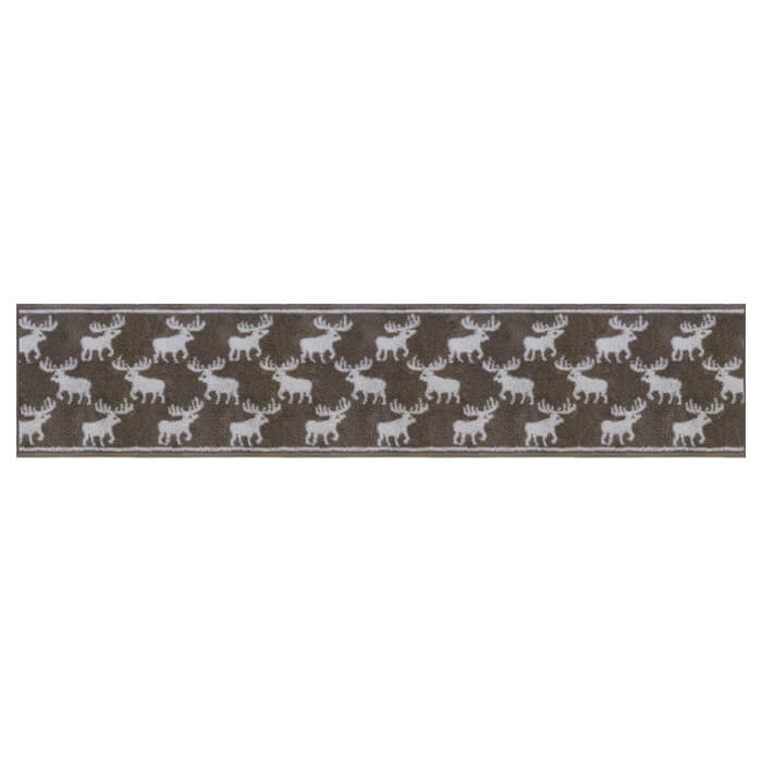 キッチンマット 北欧 カモシカ ５５&times;２６０ (9204+800) ロング かわいい おしゃれ オーダーサイズ アクリル 抗菌防臭 ふかふか グレージュ 洗える 滑りにくい 洗える イージーオーダー 日本製｜マット専門店　織人しきもの屋工房