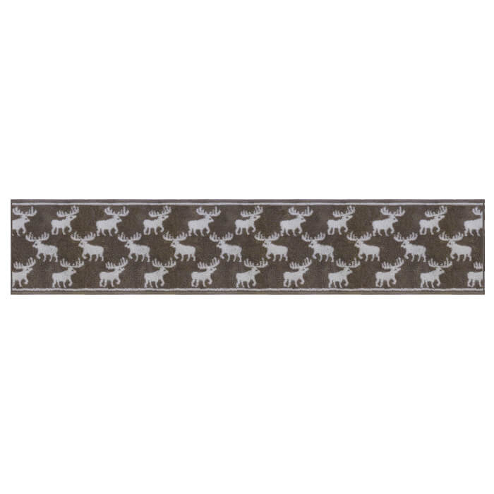 キッチンマット 北欧 エルク ５５&times;２７０ (9558+800) ロング かわいい おしゃれ サイズオーダー アクリル 抗菌防臭 ふかふか グレージュ 洗える 滑りにくい 洗える イージーオーダー 日本製｜マット専門店　織人しきもの屋工房