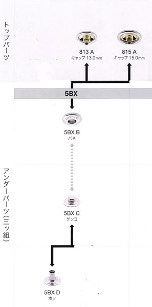 ホックボタン13mm　1000セット