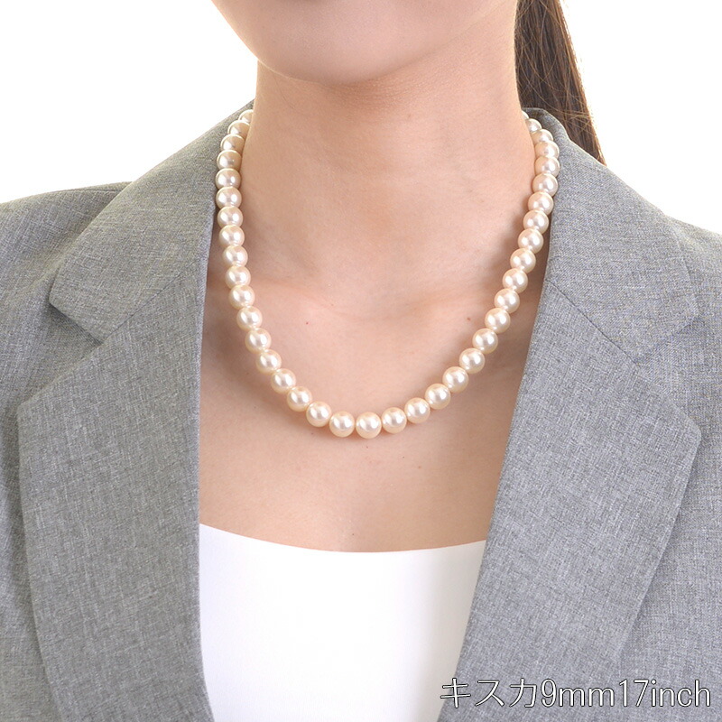 手作りパールネックレス 楽天市場】日本製9mm本貝パールネックレス 18インチ 職人手作り品 白蝶