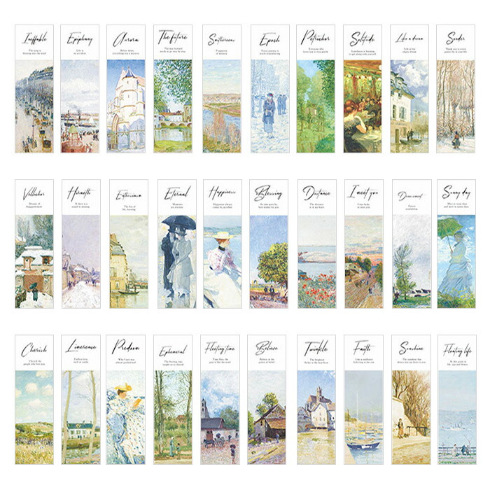 初回限定 おしゃれ 3024 3979円以上で送料無料 ブックマーク しおり 風景 30枚セット メモカード 世界 写真 紙製 栞 油絵 全てのイラストが全て異なる 印象畫廊 即日出荷 絵画 おしゃれな読書家さんにおすすめ しおりセット 洋画 カラフル 有名 海外 ヨーロッパ