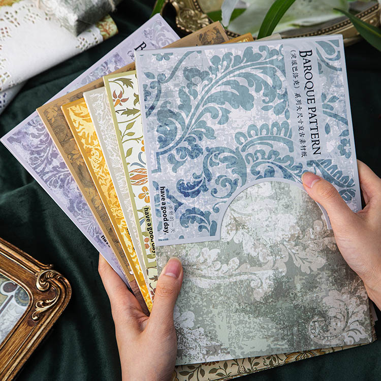 即日出荷 ヴィンテージ 素材紙 背景紙 ラージサイズ 250mm×170mm 24枚 大きい デザインペーパー