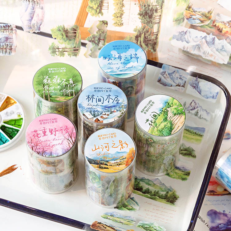 【楽天市場】即日出荷 クリアテープ 幅広60mm 水彩 自然 四季 風景 山林 ピクニック 小屋 ホーム 建物 青空 森林 木 樹 登山