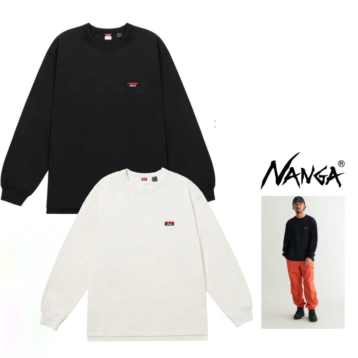 NANGA【 ナンガ 】 5301G803-25【 ECO HYBRID BOX LOGO EMBROIDERY L/S TEE 】 ボックスロゴ エンブロイダリー ロングスリーブティー（ユニセックス） Color：【 WHT 】ホワイト Color：【 BLK 】ブラック