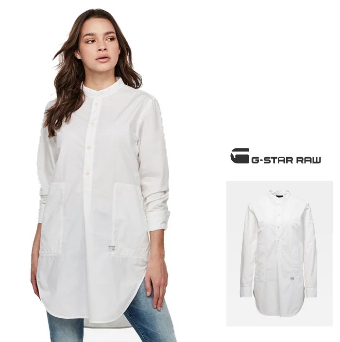 セール特価 シャツ ブラウス Peaceloose Fit チュニック コットン One Tuniq Shirt Granddad ロウ Utility G Star Raw ジースター シャツcolor ホワイト White Dgb Gov Bf