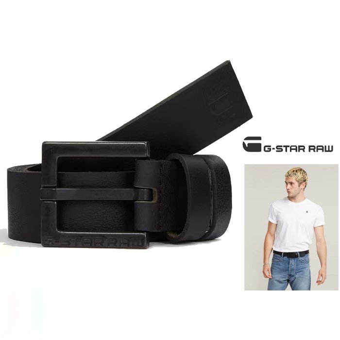 G-STAR　RAW　【 ジースターロー 】 D23106-3127-6484【 New Duko Belt 】 レザーベルト 革 ヴィンテージ メタル color：【 Dark Black 】ブラック