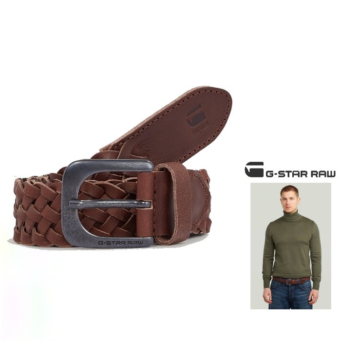 G-STAR　RAW【 ジースターロー 】D26343-E050-4148【 SMALL ZED BRAIDED BELT 】メッシュ編み レザーベルト革 ヴィンテージ メタルcolor：【 Black Metal / Dk Brown 】ダーク・ブラウン｜ORSAY オルセー BRAND インポート