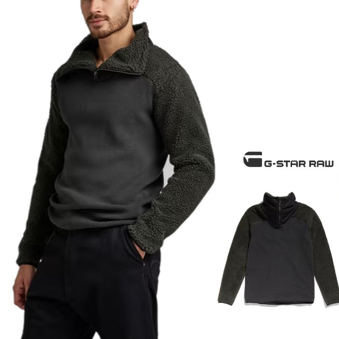 \u003cBR\u003eG-STAR RAW【 ジースターロウ 】\u003cBR\u003eDast Shearling Knitted Sweater\u003cBR\u003eプルオーバー・ジップ・ニット\u003cBR\u003eHeavy Hodson Sweat Unbrushed Organic\u003cBR\u003eボア襟・オーガニック原材料\u003cBR\u003ecolor：【 Cloack 】濃灰色・うす暗い系