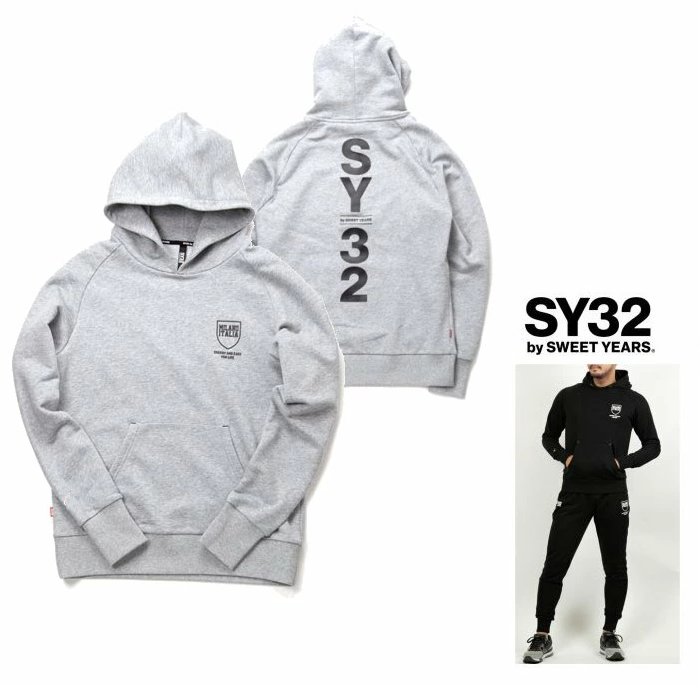 <br>SY32 by SWEET YEARS<br>【 スィートイヤーズ 】<br>TNS1713-2GY【NEW SHIELD LOGO P/O HOODIE】<br>フード BIGロゴ・プルオーバー・パーカー<br>color:【 GREY 】グレー